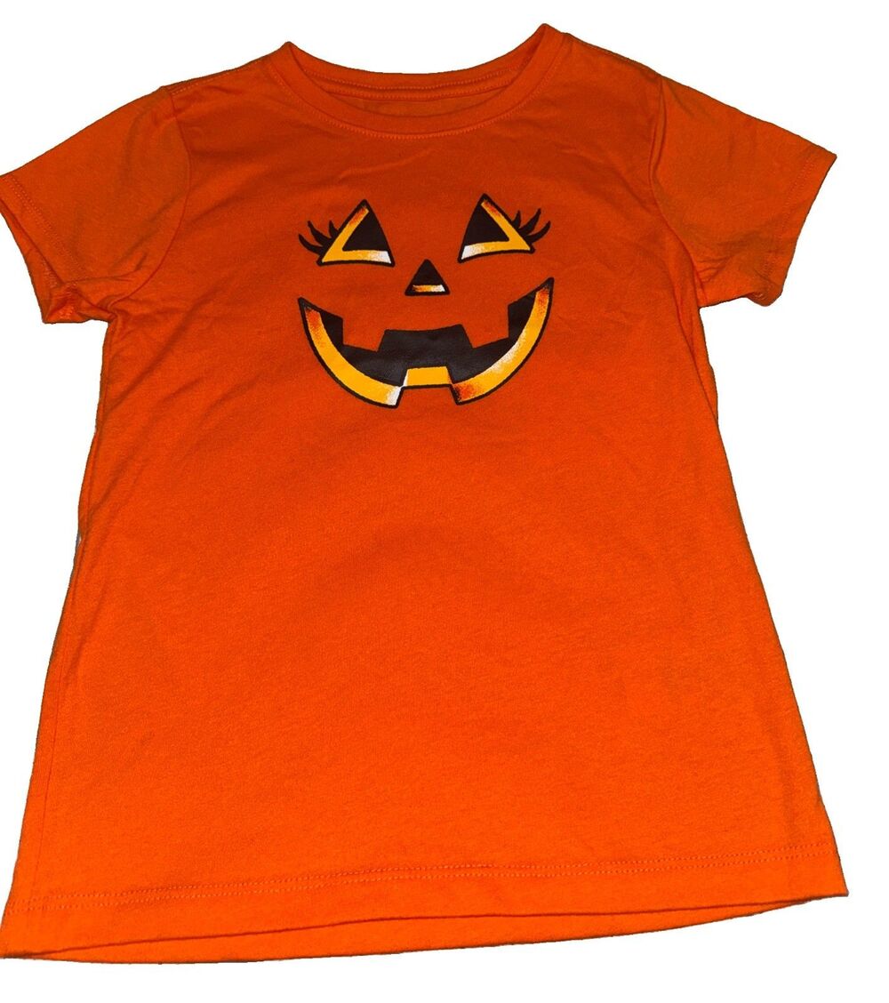 Wonder Nation Girls Halloween Jack-O-Lantern Short Sleeve Shirt L 10-12